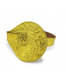 Macaron Textured Leather Waist Belt In Gold